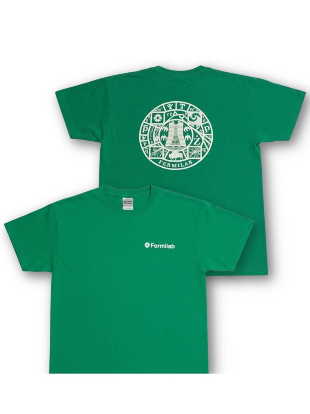 Vintage Fermilab Adult Medium Particle Physics Graphic Green Cotton T-Shirt